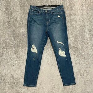 EC Torrid Sky High Skinny Crop Dark Wash Distressed Jeans - Size 12
